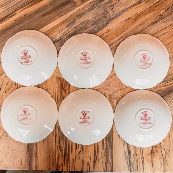 Early Mid-Century Mason's Vista Pink England Ironstone Small Plates-6.5"-Qty 6 - Picture 8 of 10